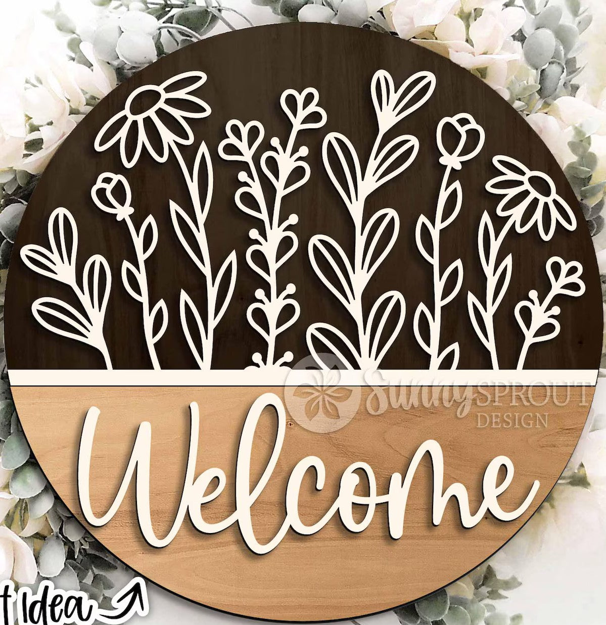 2182 - Welcome Line Art Flowers